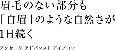 
                眉毛のない部分も
                「自眉」のような自然さが
                一日続く
                アクセーヌ アドバンスト アイブロウ
                